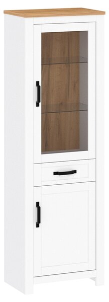 Vitrina LANZETTE A, alb/stejar craft auriu, DTD laminat, 64x41x200 cm