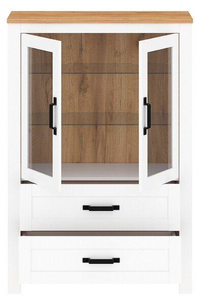 Vitrina LANZETTE K, alb/stejar craft auriu, DTD laminat, 94x41x140 cm
