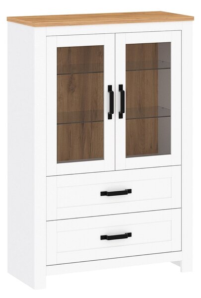 Vitrina LANZETTE K, alb/stejar craft auriu, DTD laminat, 94x41x140 cm