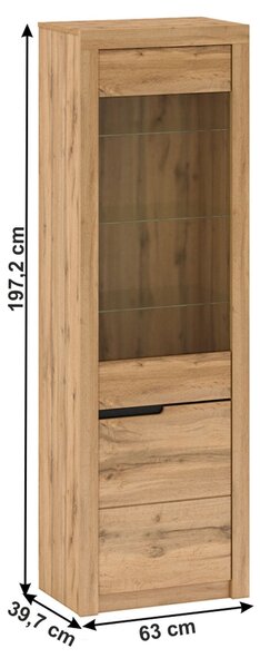 Vitrina TORONTA A1, stejar wotan, DTD laminat, dechidere dreapta, 63x4