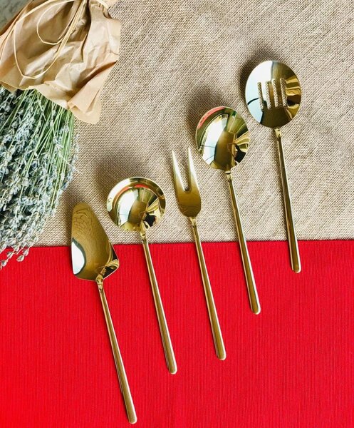 Set ustensile servire 5 bucati Allegra Auriu 23.5 cm