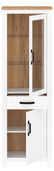 Vitrina LANZETTE A, alb/stejar craft auriu, DTD laminat, 64x41x200 cm