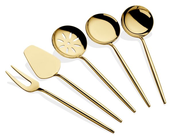 Set ustensile servire 5 bucati Almeria Auriu 23.5x23.5x4 cm