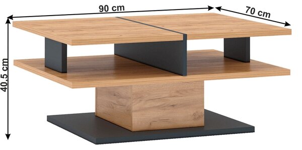Masuta de cafea T FIDEL, stejar artisan/gri grafit, PAL laminat, 90x70