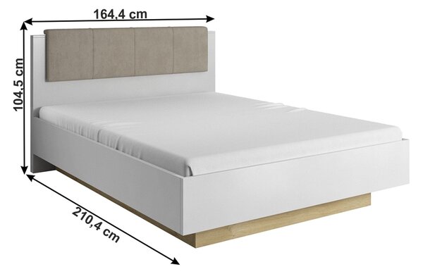 Cadru pat CITY 160x200, alb/stejar grandson, stofa/DTD/metal