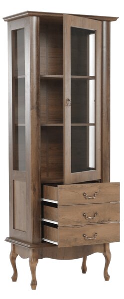 Vitrina VILAR DA4, stejar lefkas, DTD laminat, 75x42x196 cm