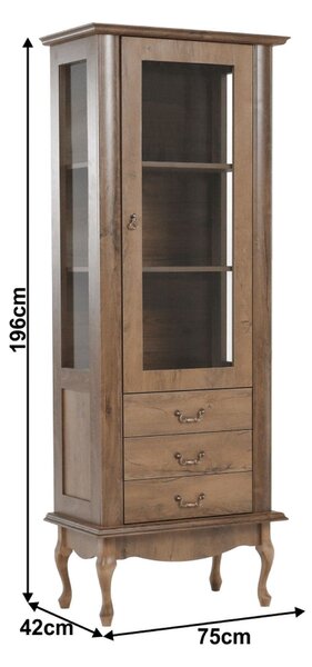Vitrina VILAR DA4, stejar lefkas, DTD laminat, 75x42x196 cm