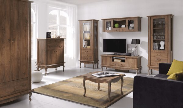 Vitrina VILAR DA4, stejar lefkas, DTD laminat, 75x42x196 cm