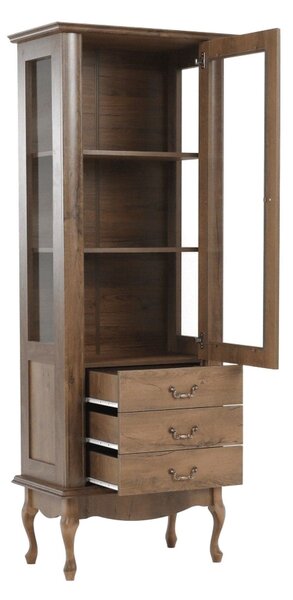 Vitrina VILAR DA4, stejar lefkas, DTD laminat, 75x42x196 cm