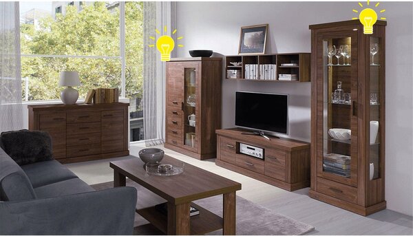 Vitrina HILARD AR2, stejar stirling, DTD laminat, 68x39x198 cm