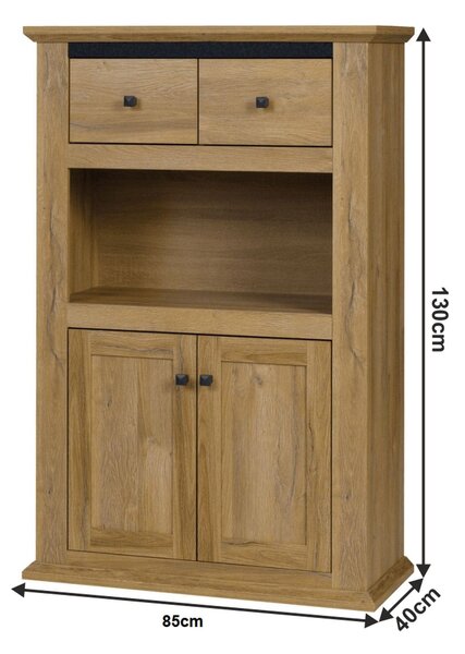 Comoda LEON MZ8, stejar grand, DTD laminat, 85x40x130 cm