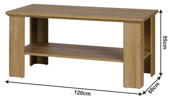 Masuta cafea LEON MZ17, stejar inchis, PAL laminat/muchii ABS, 120x60x