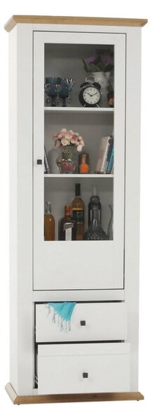 Vitrina LEON MZ4, alb/stejar deschis, PAL laminat, 70x40x200 cm
