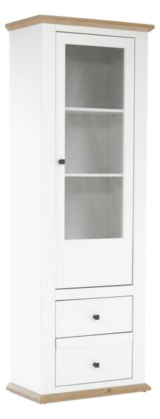 Vitrina LEON MZ4, alb/stejar deschis, PAL laminat, 70x40x200 cm