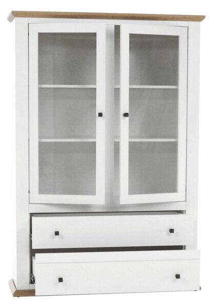 Vitrina LEON MZ5, alb/stejar deschis, PAL laminat, 125x40x180 cm