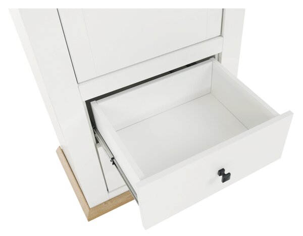 Vitrina LEON MZ4, alb/stejar deschis, PAL laminat, 70x40x200 cm