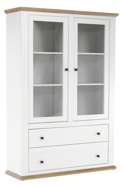 Vitrina LEON MZ5, alb/stejar deschis, PAL laminat, 125x40x180 cm