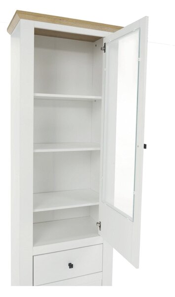 Vitrina LEON MZ4, alb/stejar deschis, PAL laminat, 70x40x200 cm