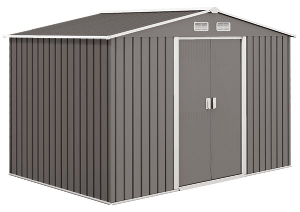 Outsunny magazie scule si unelte, casuta de gradina din fier, sopron pentru exterior 277x195x192 cm | Aosom Romania