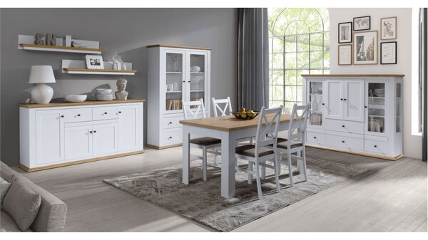 Masuta cafea LEON MZ17, PAL laminat, alb/stejar grand, 120x60x55 cm