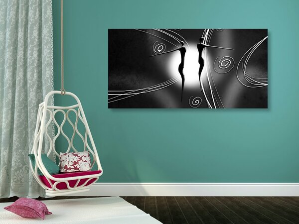 Tablou iubire etno în design alb-negru