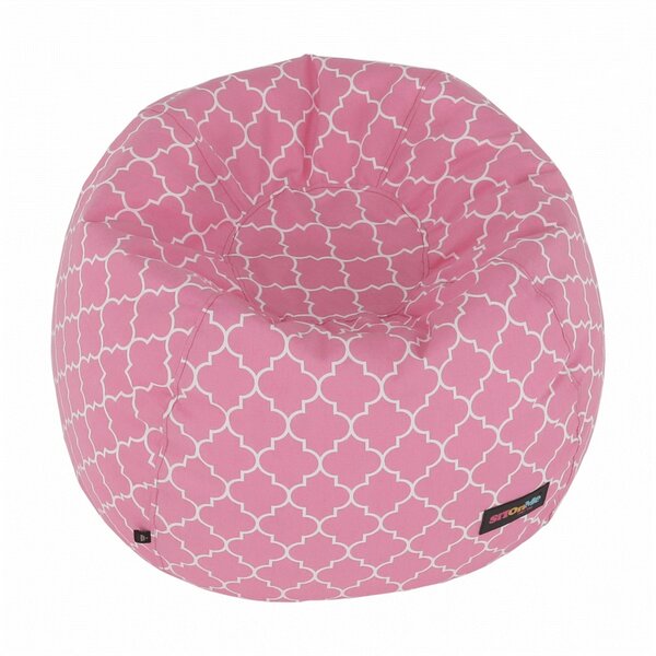 Fotoliu puf GOMBY, roz/alb, material textil, 60x50x60 cm