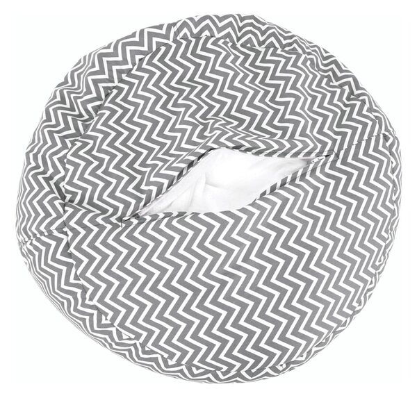 Fotoliu puf GOMBY, gri/alb, material textil, 60x50x60 cm