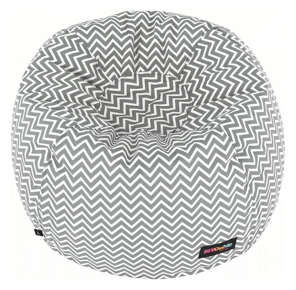 Fotoliu puf GOMBY, gri/alb, material textil, 60x50x60 cm