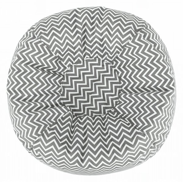Fotoliu puf GOMBY, gri/alb, material textil, 60x50x60 cm