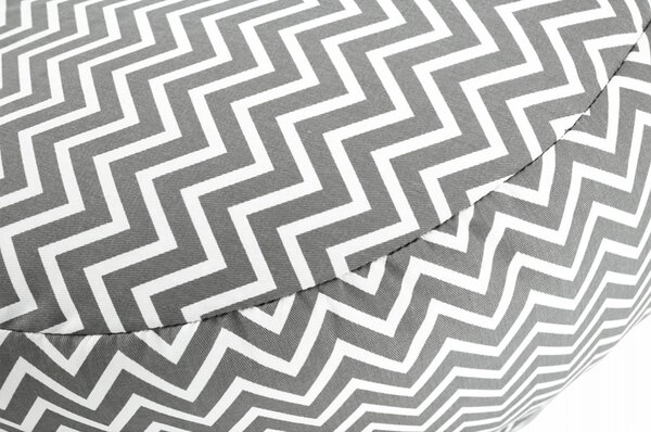 Fotoliu puf GOMBY, gri/alb, material textil, 60x50x60 cm