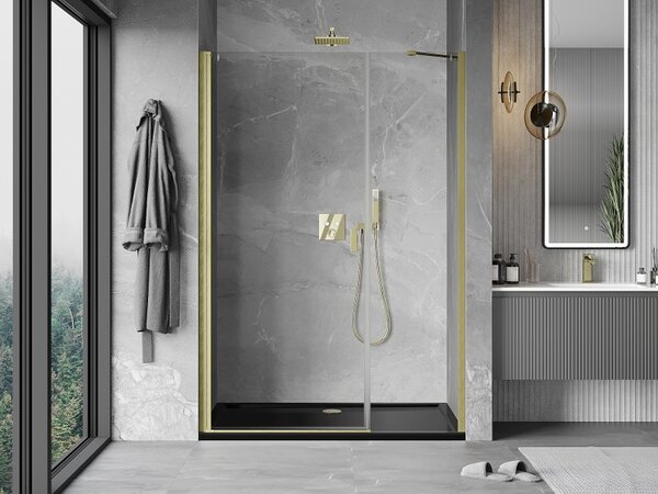 Mexen Mist-B, ușă de duș cu 1 aripă 105 cm, sticlă transparentă, profil auriu mat, 8A2-105-001-55-00