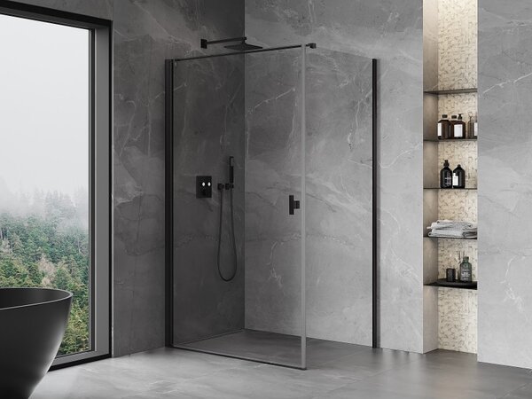 Cabină de duș cu balamale Mexen Mist-B, 1 aripă, 100 x 70 cm, sticlă transparentă, profil negru, 8A2T-100-070-70-00