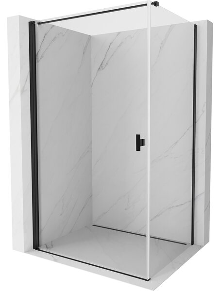 Cabină de duș cu balamale Mexen Mist-B, 1 aripă, 100 x 70 cm, sticlă transparentă, profil negru, 8A2T-100-070-70-00