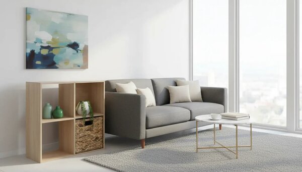 Etajera PRETO, stejar natural, PAL infoliat, 60x28x60 cm