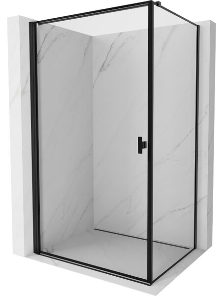 Cabină de duș Mexen Mist-B cu 1 aripă, stânga, 70 x 75 cm, sticlă transparentă - ramă neagră, 8A2T-070-075-70-70-L