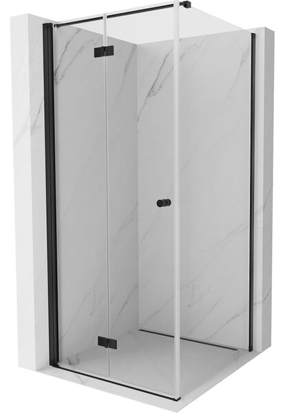 Cabină de duș pliabilă Mexen Mist-F T cu 1 canat, stânga 70 x 70 cm, sticlă transparentă, profil negru, 8A6T-070-070-70-00-L