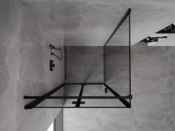 Cabină de duș pliabilă Mexen Mist-F T cu 1 canat, stânga 70 x 70 cm, sticlă transparentă - ramă neagră, 8A6T-070-070-70-70-L