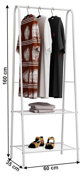 Stander haine RETOR, alb, metal, 60x35x160 cm