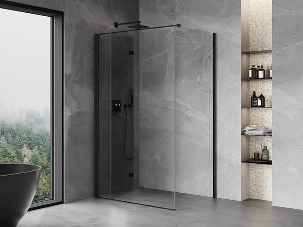Cabină de duș pliabilă Mexen Mist-F T cu 1 aripă, stânga, 100 x 70 cm, sticlă transparentă, profil negru, 8A6T-100-070-70-00-L