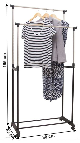 Stander haine SVAN, negru/argintiu, otel/plastic, 80x42x165 cm