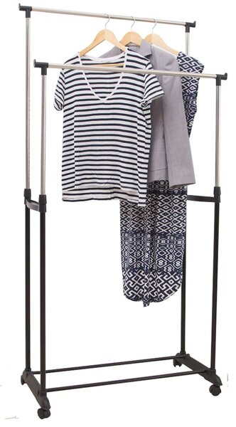 Stander haine SVAN, negru/argintiu, otel/plastic, 80x42x165 cm