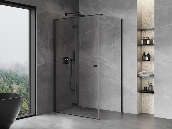 Cabină de duș pliabilă Mexen Mist-F T cu 1 aripă, stânga, 100 x 70 cm, sticlă transparentă, profil negru, 8A6T-100-070-70-00-L
