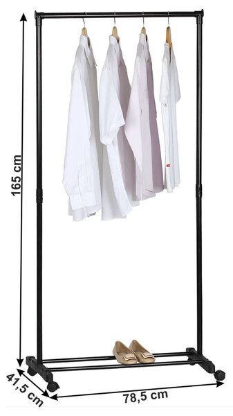 Stander haine VANDER, negru, metal/plastic, 79x42x165 cm