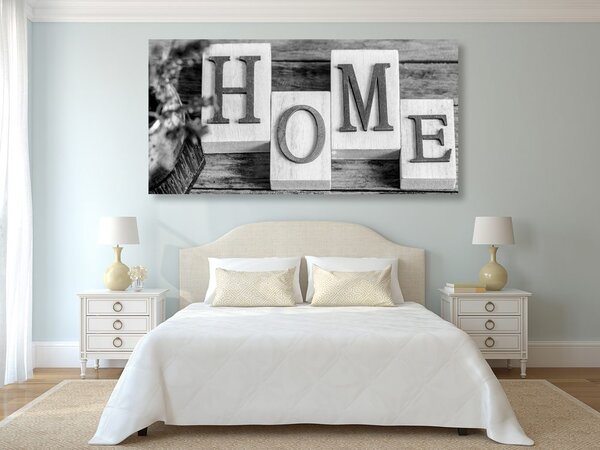 Tablou litere HOME în design alb-negru