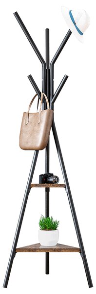 Cuier pom PLENTO, negru, metal/lemn, 50x181 cm