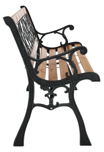 Banca gradina FAIZA, negru/nuc, metal/lemn, 126x52x73 cm