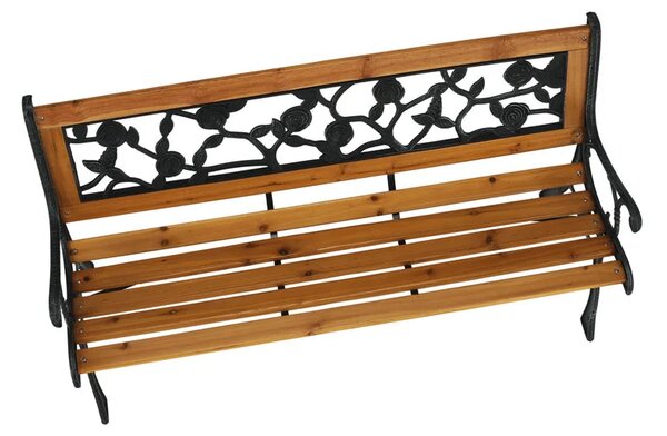 Banca gradina FAIZA, negru/nuc, metal/lemn, 126x52x73 cm