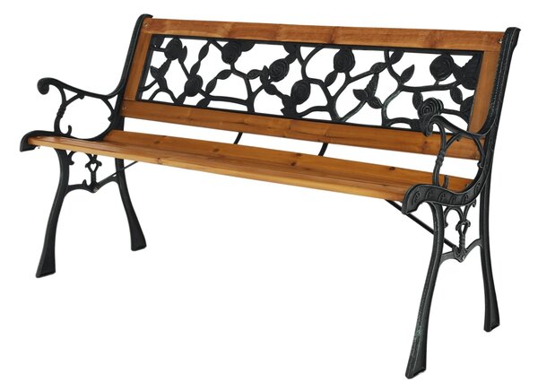 Banca gradina FAIZA, negru/nuc, metal/lemn, 126x52x73 cm