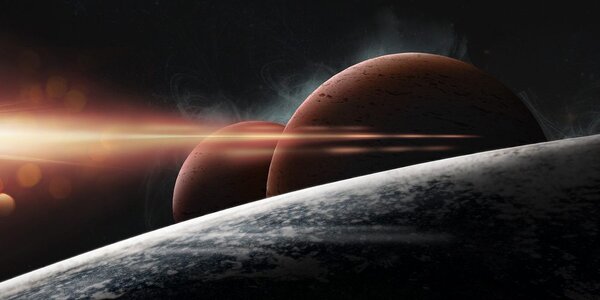 Tablou planete în galaxie