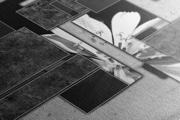 Tablou abstracție florală în design alb-negru